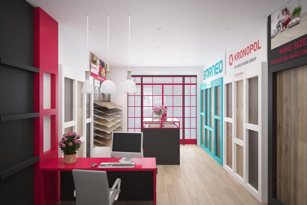 Mẫu thiết kế showroom sàn gỗ bách lộc