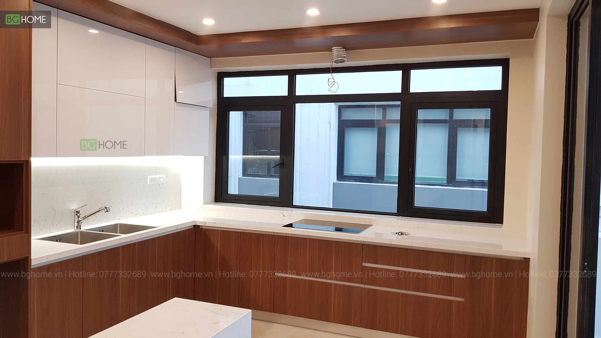 Tủ bếp module laminate lắp đặt tại Vinhomes Gardenia Mỹ Đình